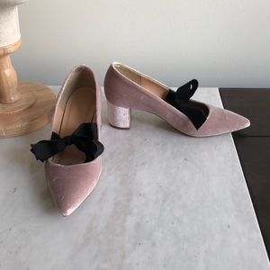 J Crew velvet bow heels